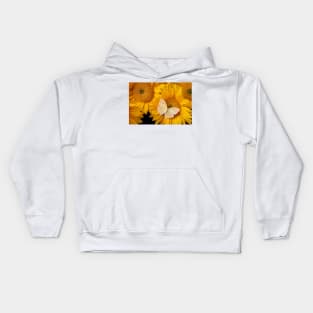 Soft Yellow Butterfly On Sunflower Kids Hoodie